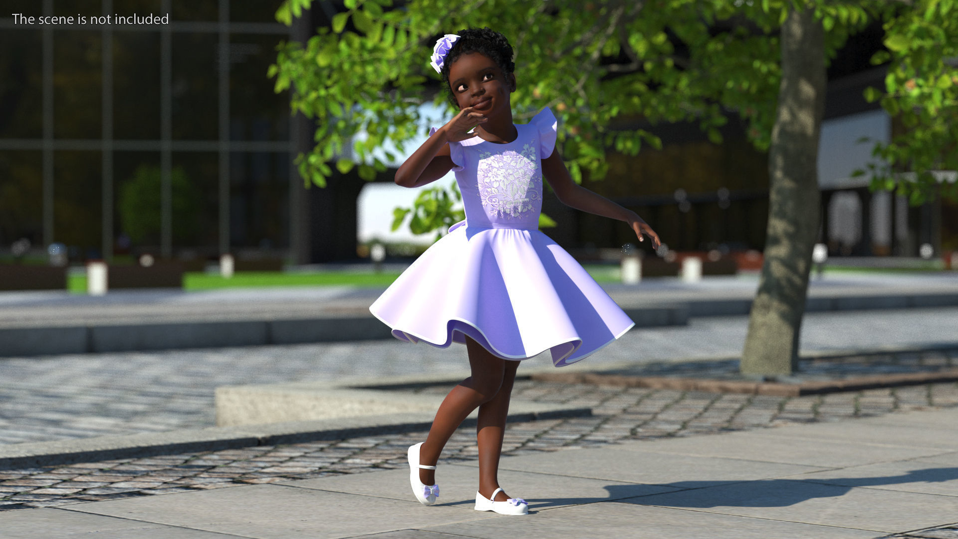 Black Child Girl Party Style Rigged for Maya 3D model_4