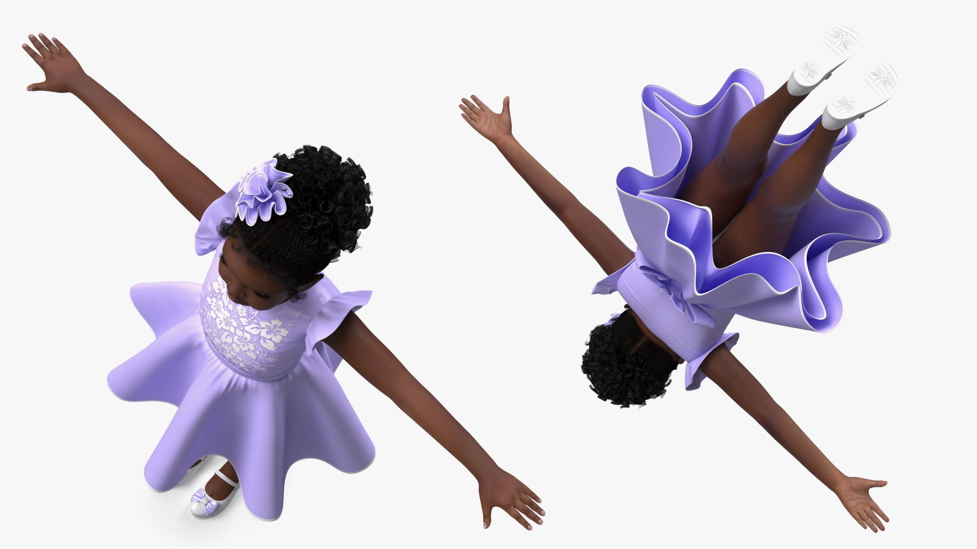 Black Child Girl Party Style Rigged for Maya 3D model_27