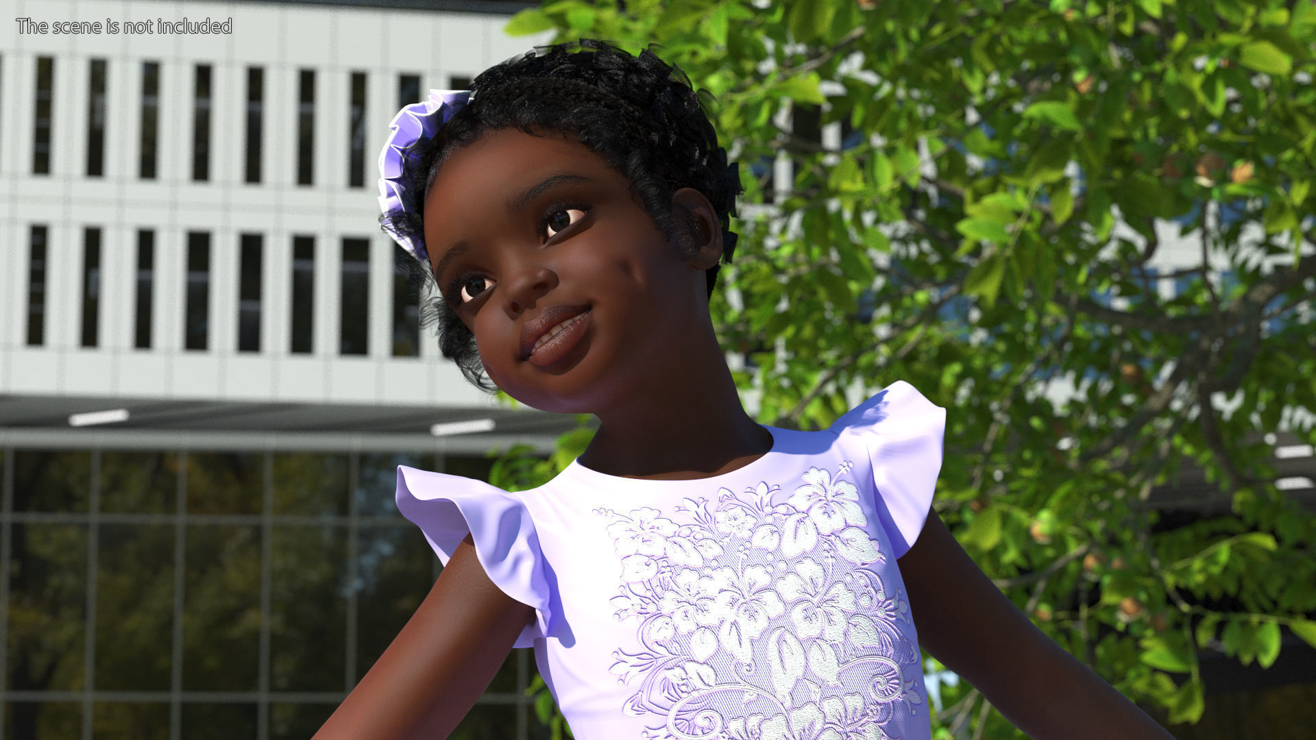 Black Child Girl Party Style Rigged for Maya 3D model_8