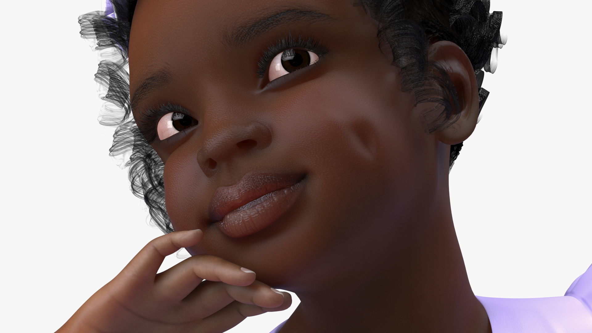 Black Child Girl Party Style Rigged for Maya 3D model_21