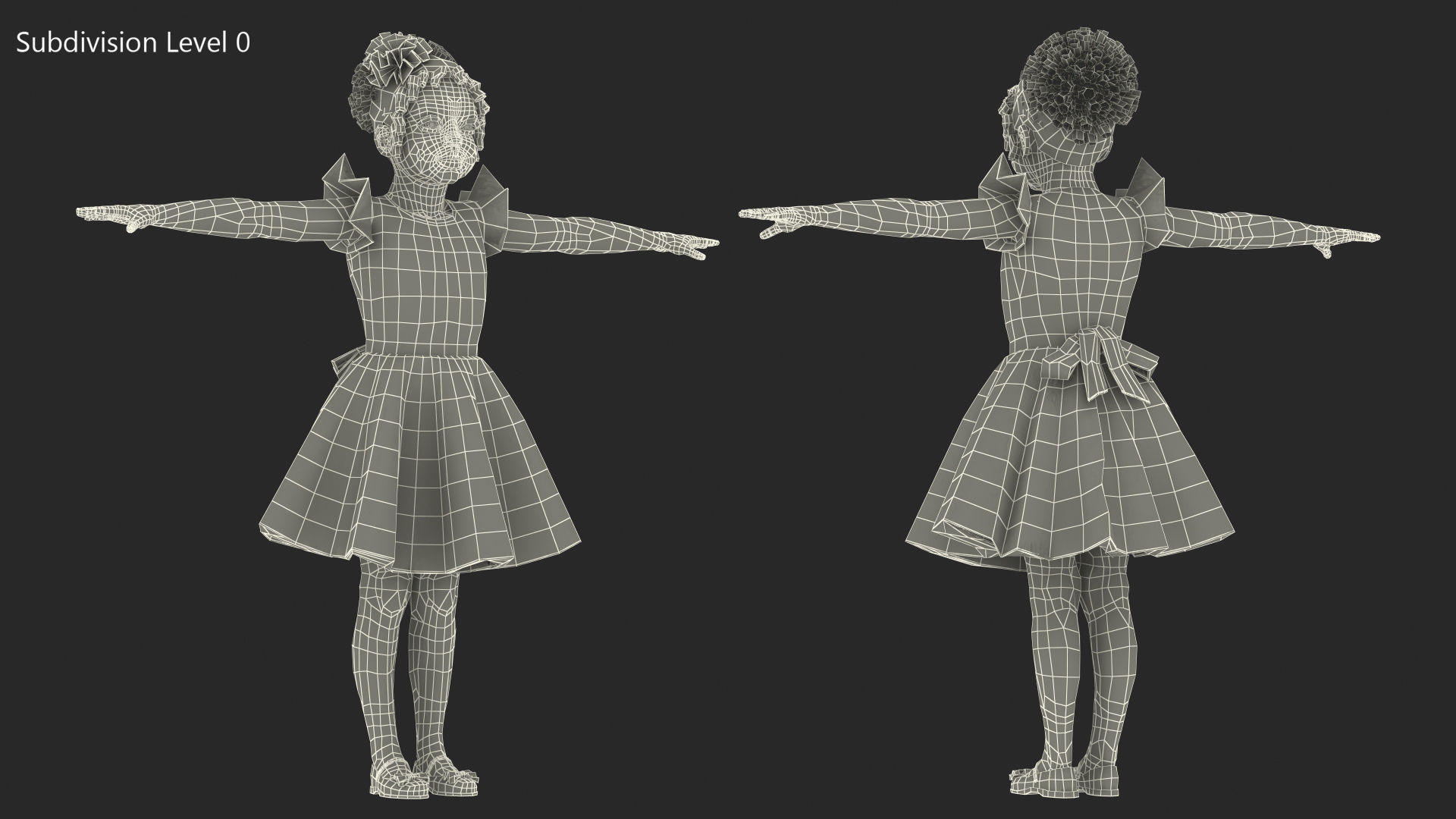 Black Child Girl Party Style Rigged for Maya 3D model_29