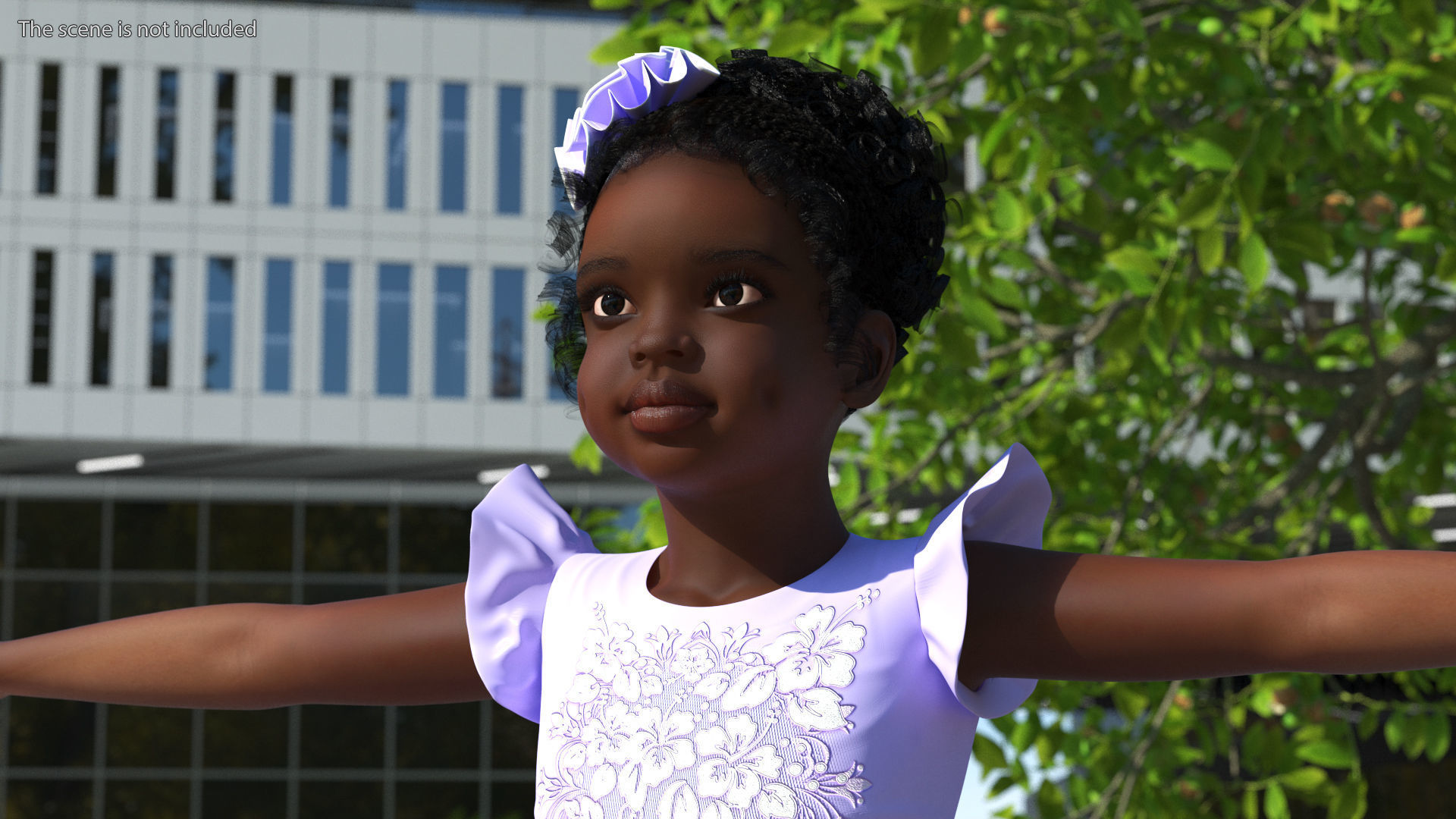 Black Child Girl Party Style Rigged for Maya 3D model_9