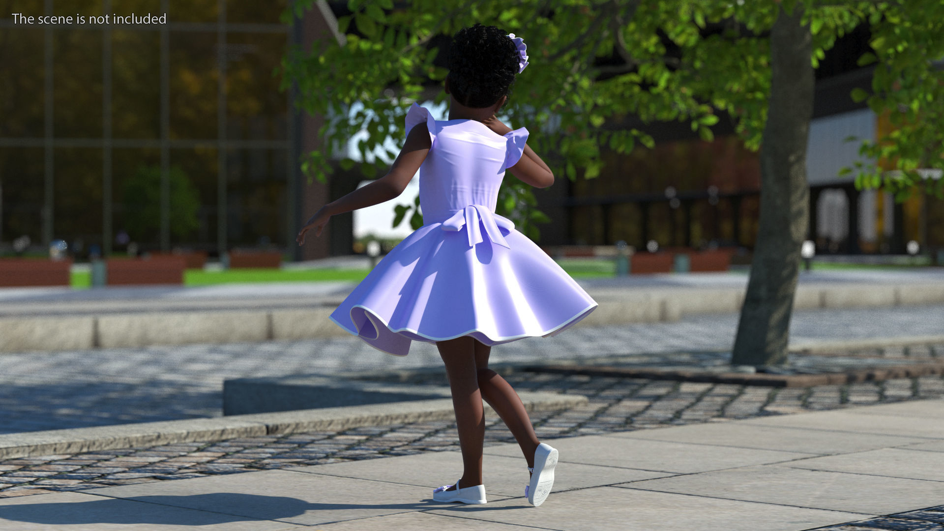 Black Child Girl Party Style Rigged for Maya 3D model_7