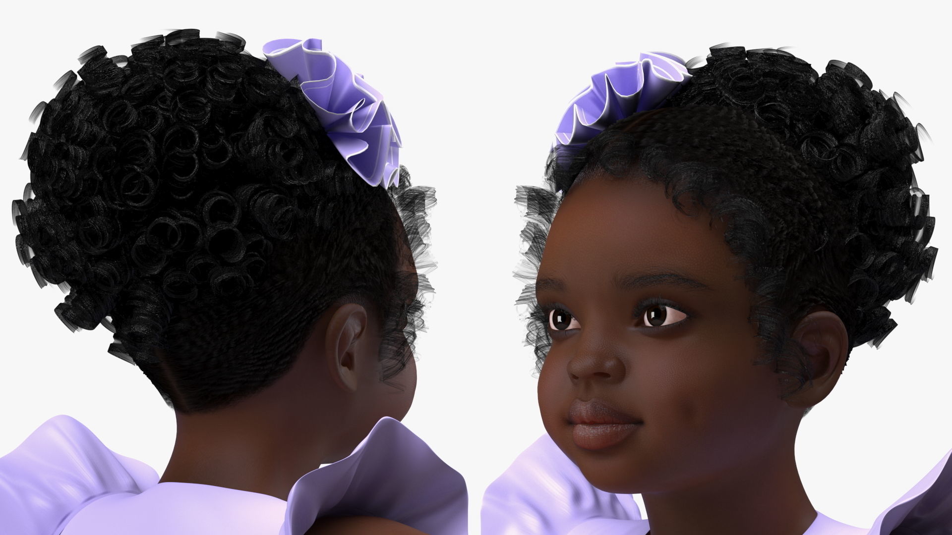 Black Child Girl Party Style Rigged for Maya 3D model_19