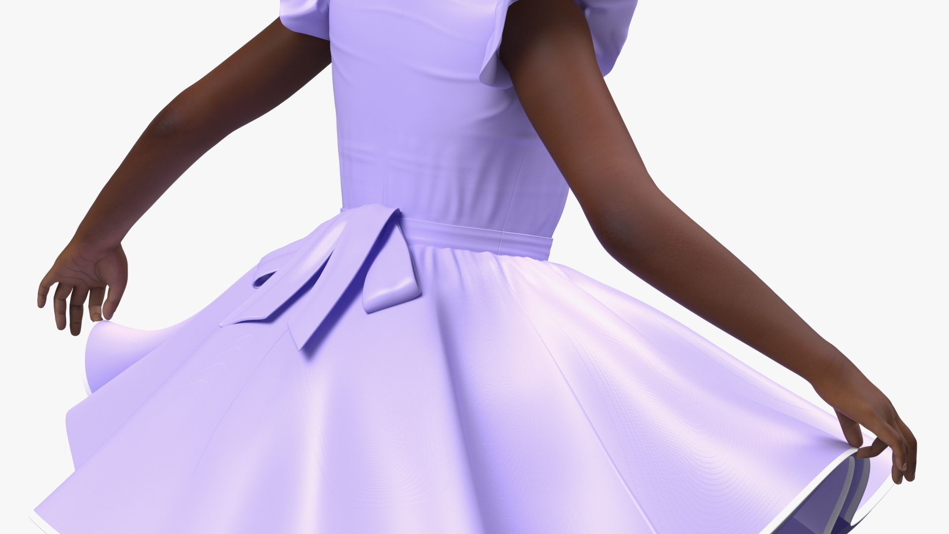 Black Child Girl Party Style Rigged for Maya 3D model_24