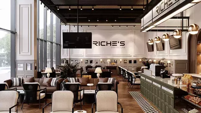 Restaurant Interior Design 3D model 4