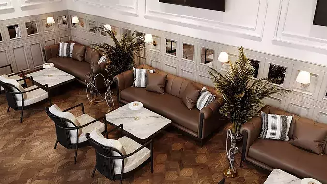 Restaurant Interior Design 3D model 7