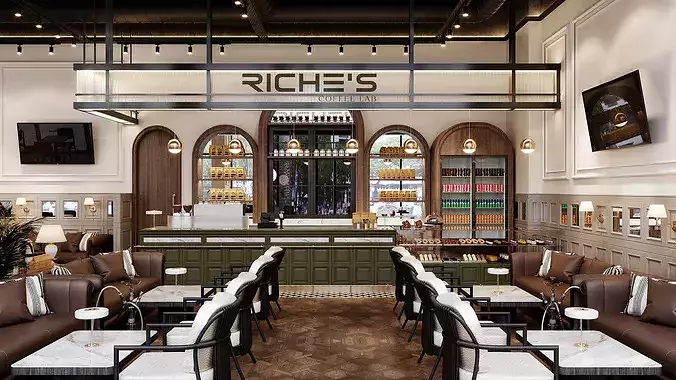Restaurant Interior Design 3D model 2