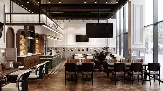 Restaurant Interior Design 3D model 3