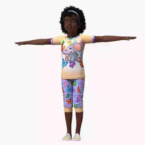 Black Child Girl Home Style Rigged for Modo 3D model