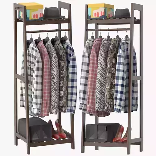 Wooden Coat Rack 3D model