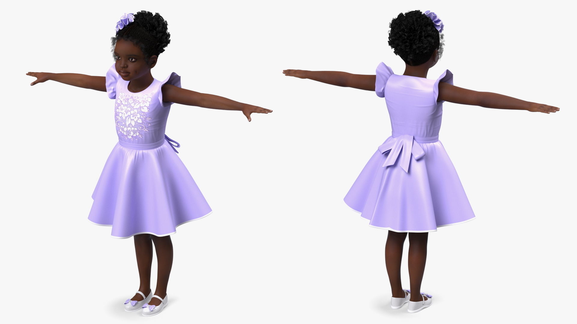 Black Child Girl Party Style Rigged for Modo 3D model_14