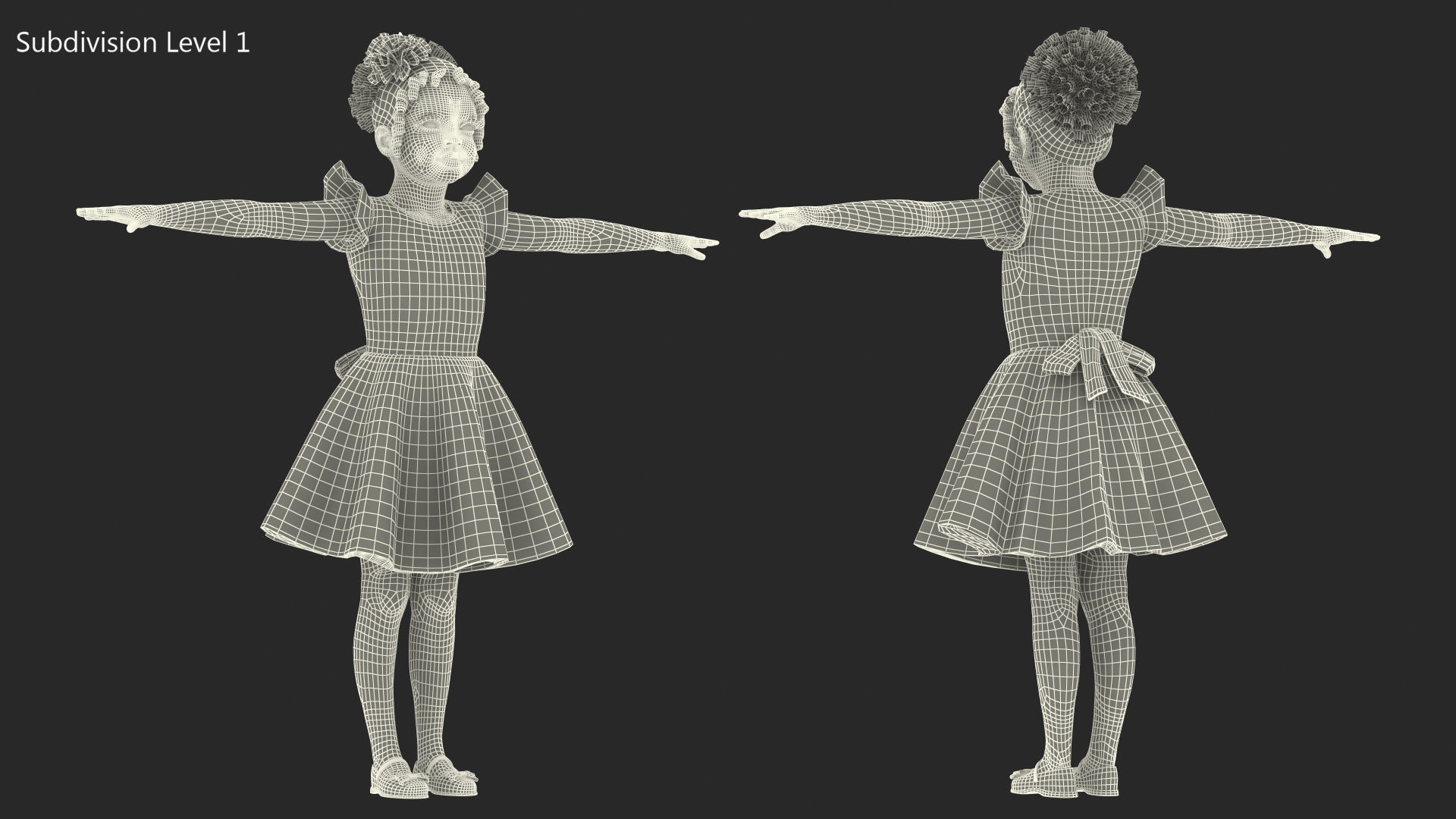 Black Child Girl Party Style Rigged for Modo 3D model_30