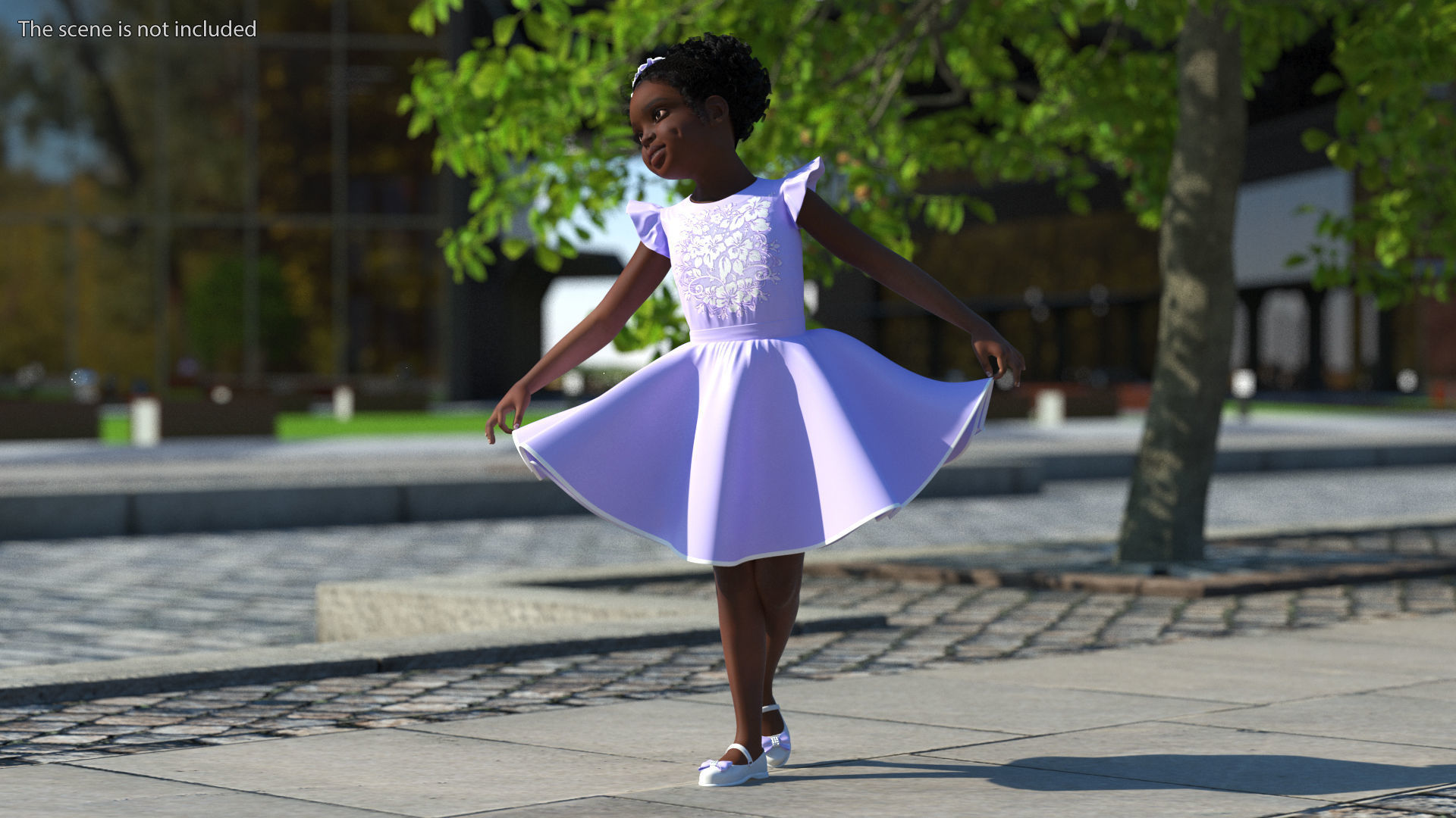 Black Child Girl Party Style Rigged for Modo 3D model_2