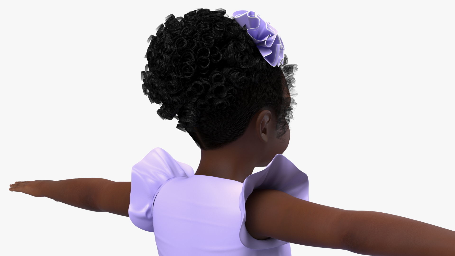 Black Child Girl Party Style Rigged for Modo 3D model_18