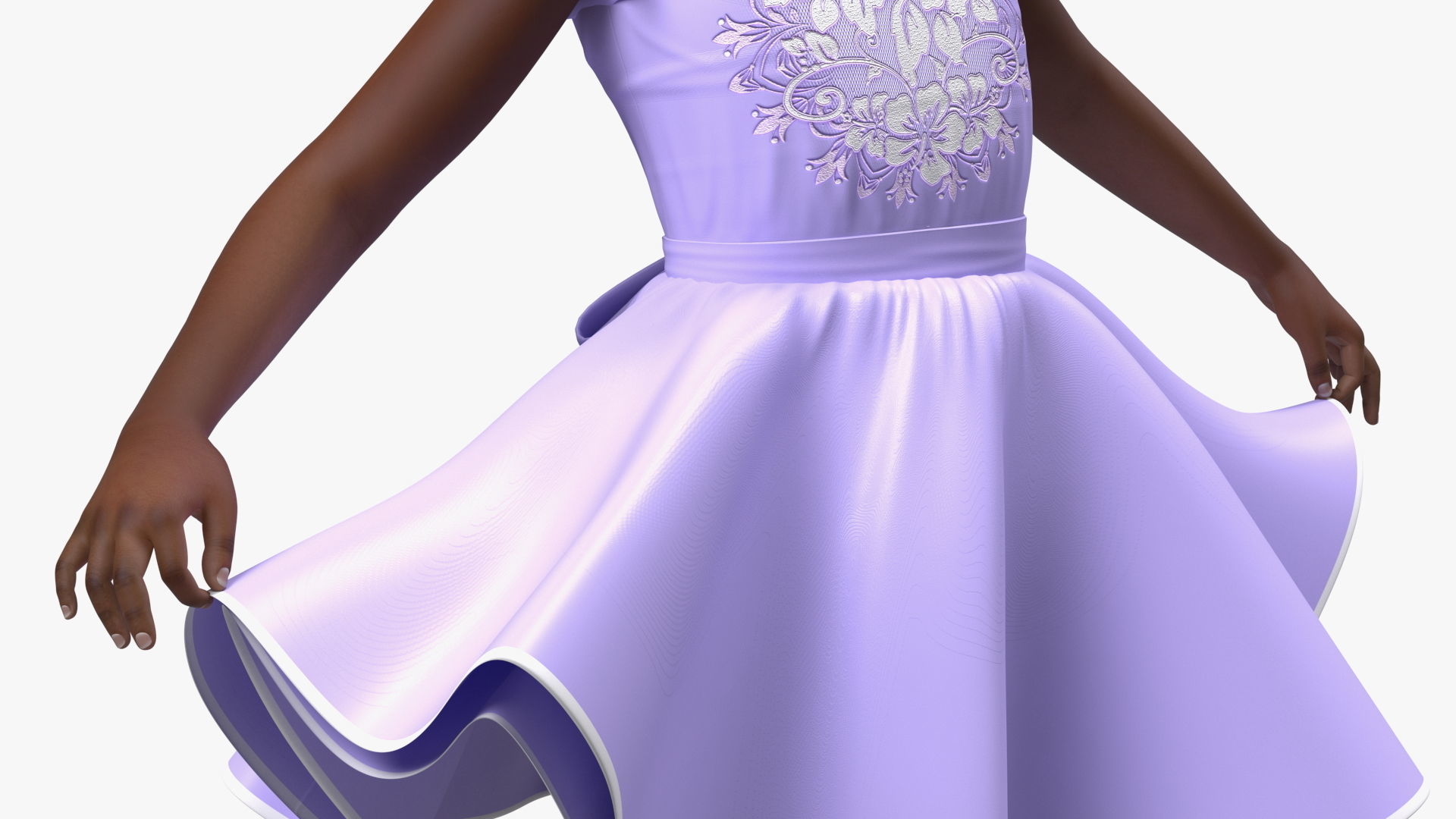 Black Child Girl Party Style Rigged for Modo 3D model_23