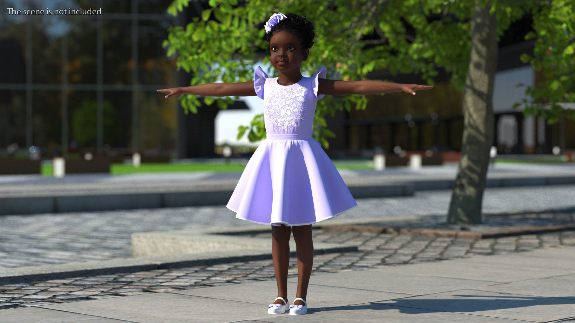 Black Child Girl Party Style Rigged for Modo 3D model_3