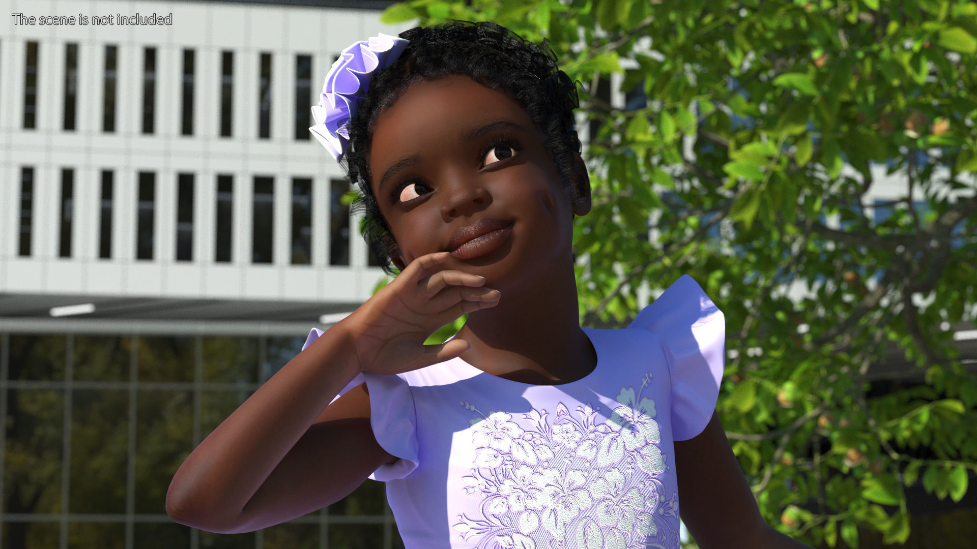Black Child Girl Party Style Rigged for Modo 3D model_10