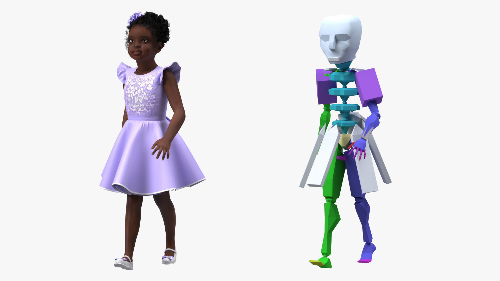 Black Child Girl Party Style Rigged for Modo 3D model_11
