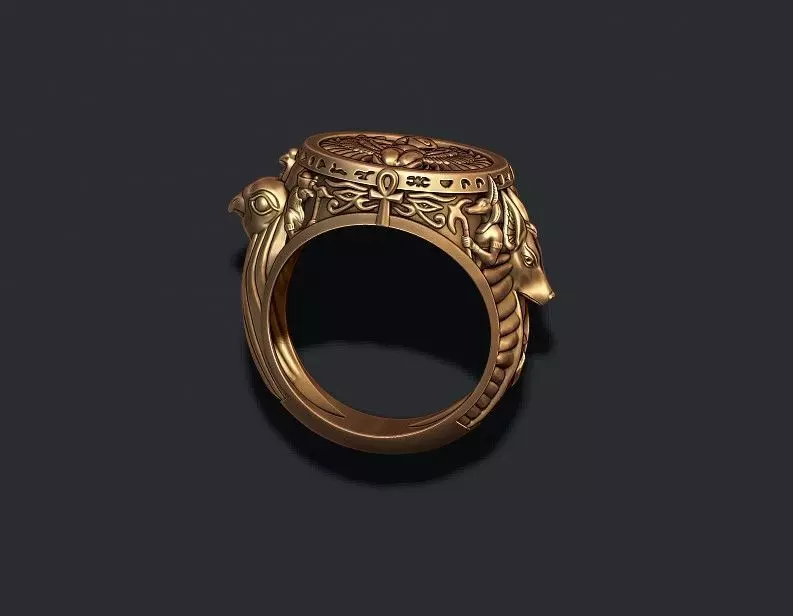 Horus Anubis ring 3D print model_0