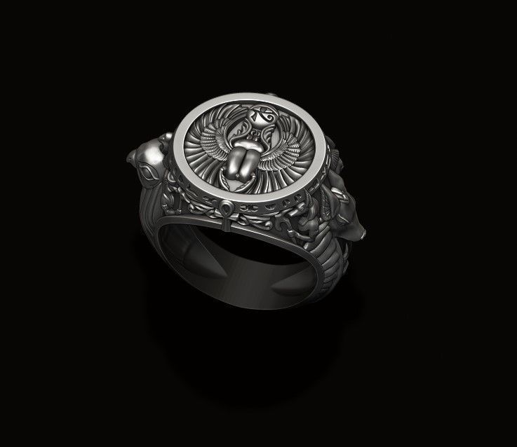 Horus Anubis ring 3D print model_4