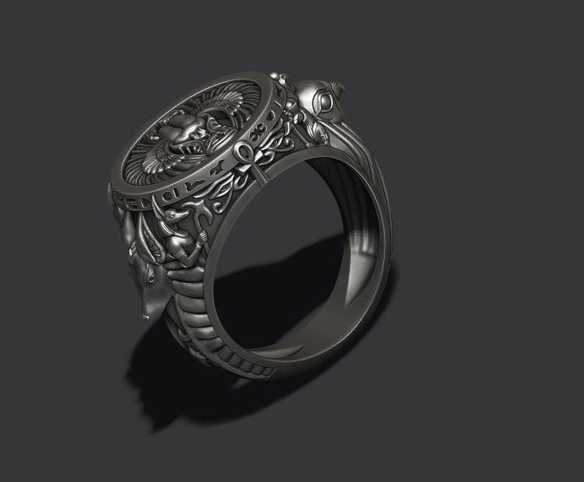 Horus Anubis ring 3D print model_1
