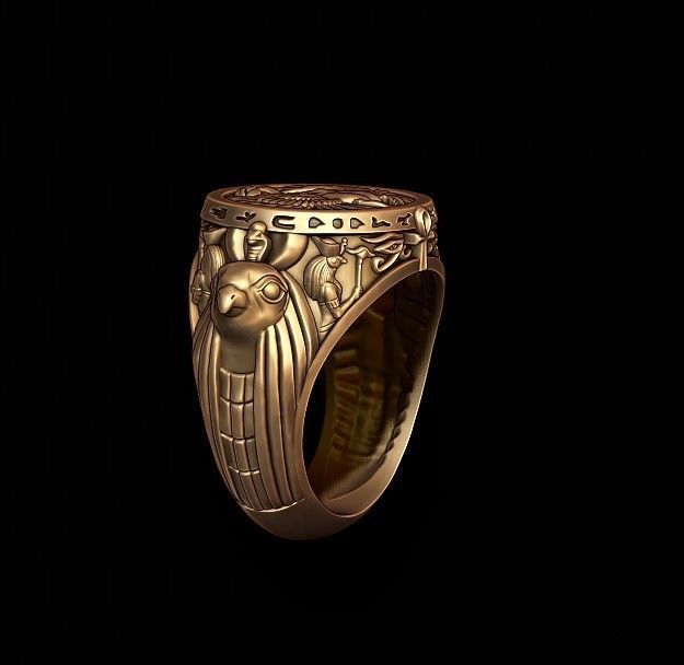 Horus Anubis ring 3D print model_2