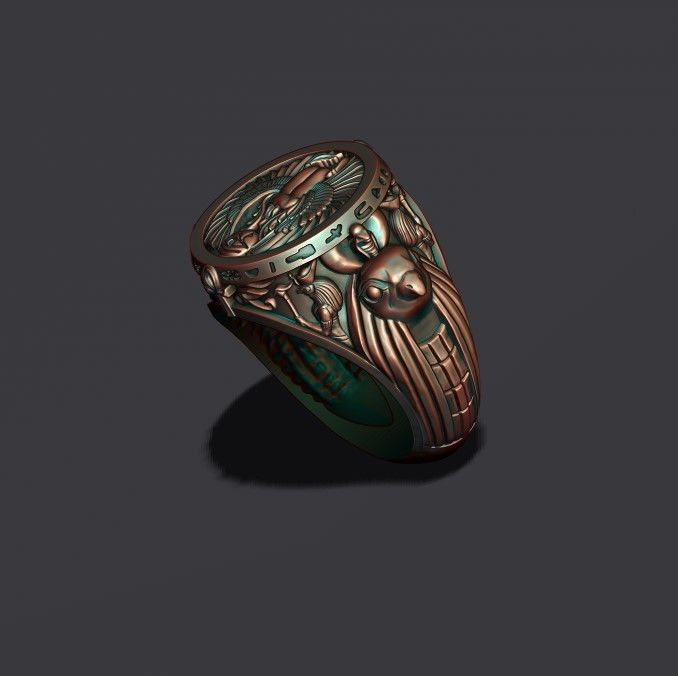 Horus Anubis ring 3D print model_5