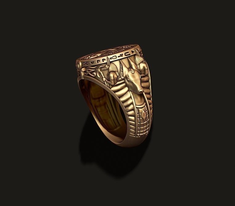 Horus Anubis ring 3D print model_3