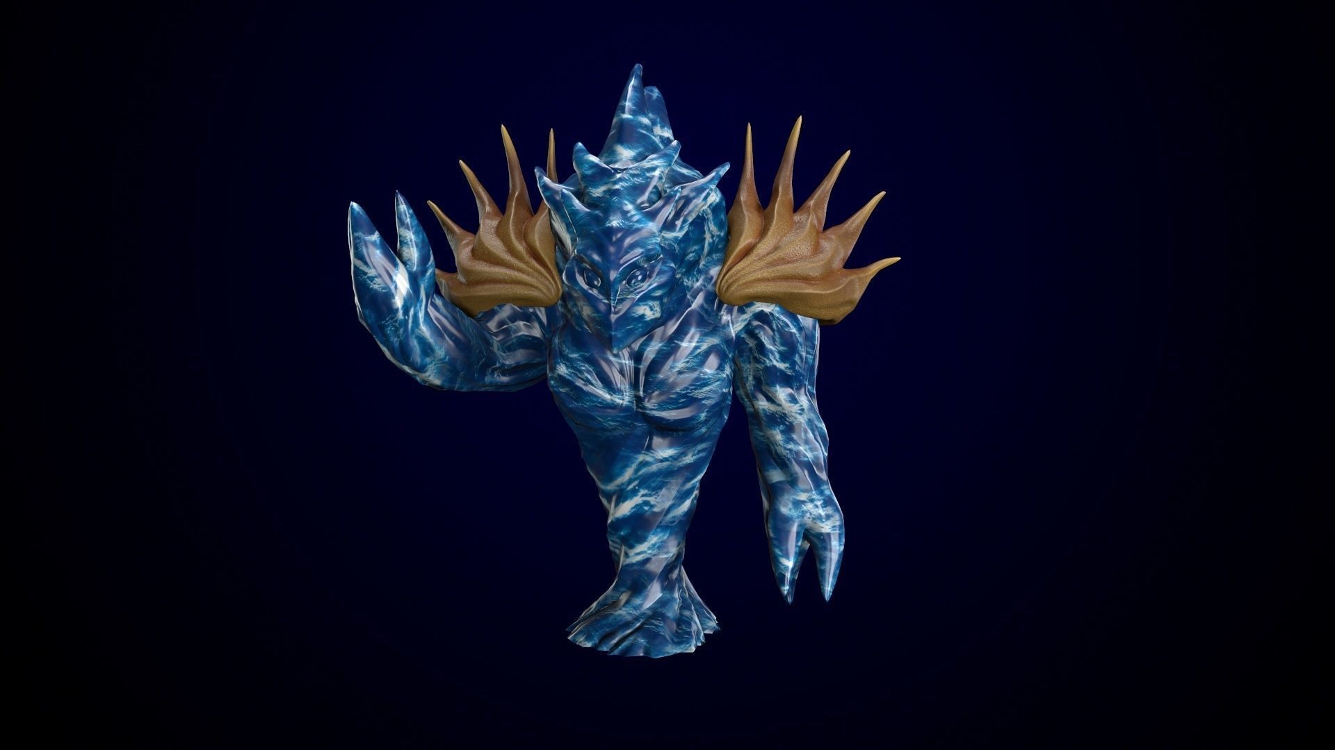 Low-poly model of the character Water Elemental Low-poly 3D model_8