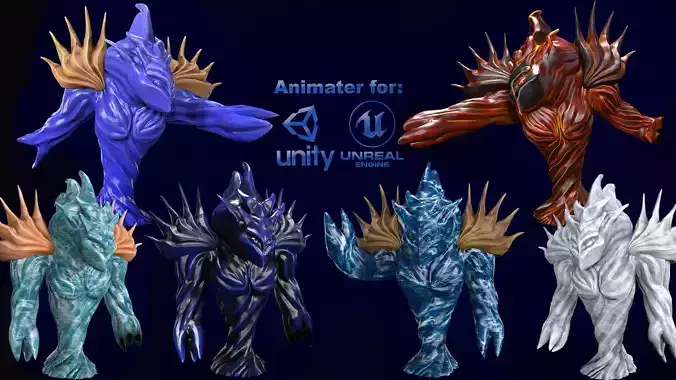 Low-poly model of the character Water Elemental Low-poly 3D model