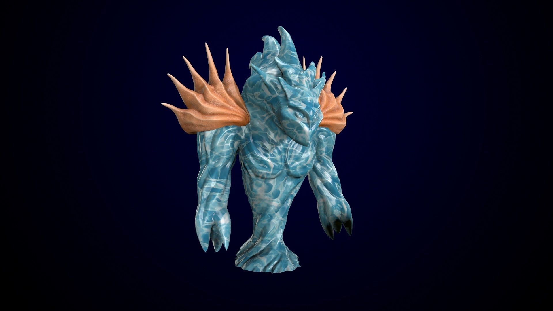 Low-poly model of the character Water Elemental Low-poly 3D model_6
