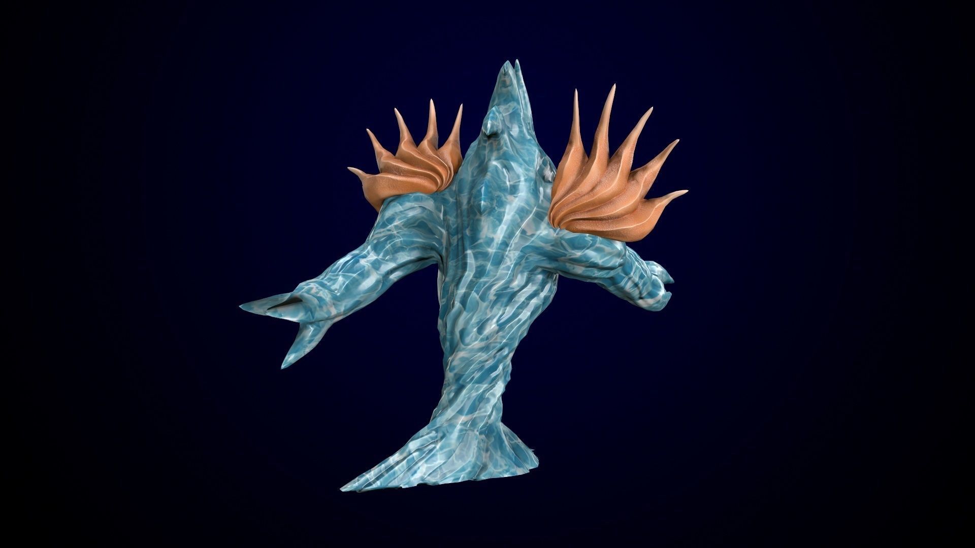 Low-poly model of the character Water Elemental Low-poly 3D model_7