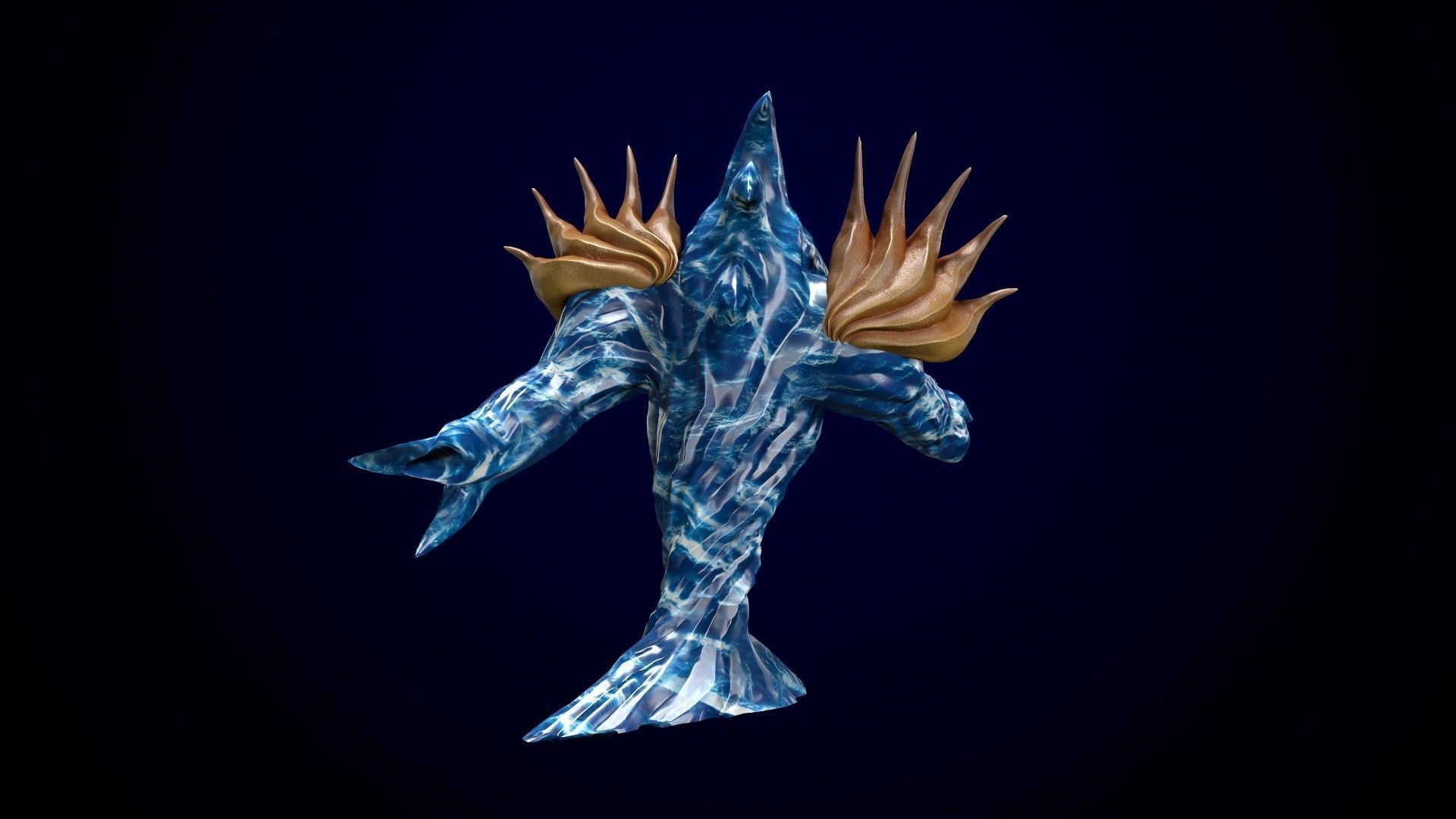 Low-poly model of the character Water Elemental Low-poly 3D model_9