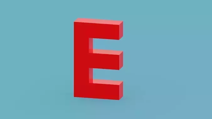 Pixel Letter E Low-poly 3D model