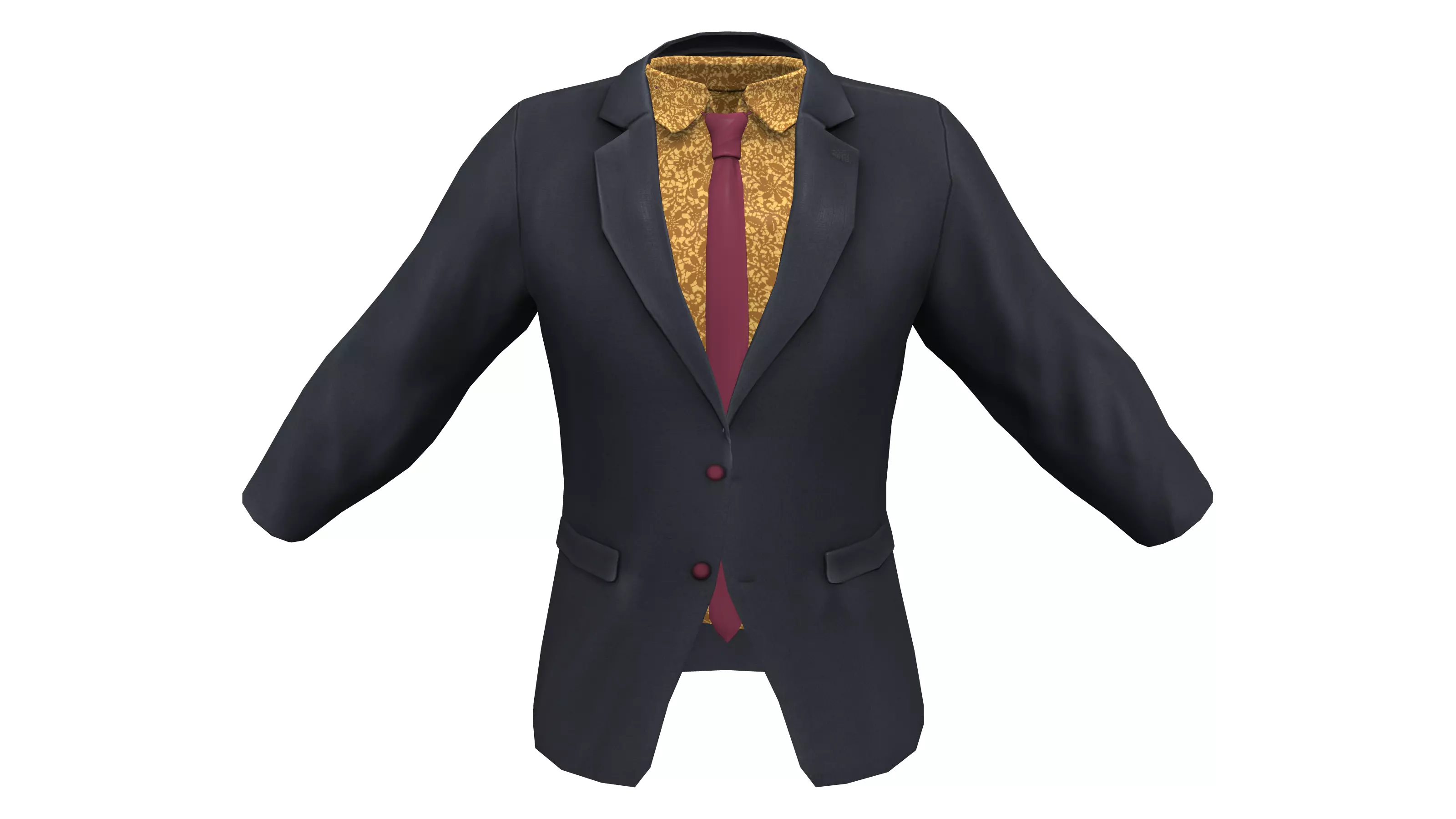Men Snatch Felt Shirt Tie Waist Coat Low-poly 3D model