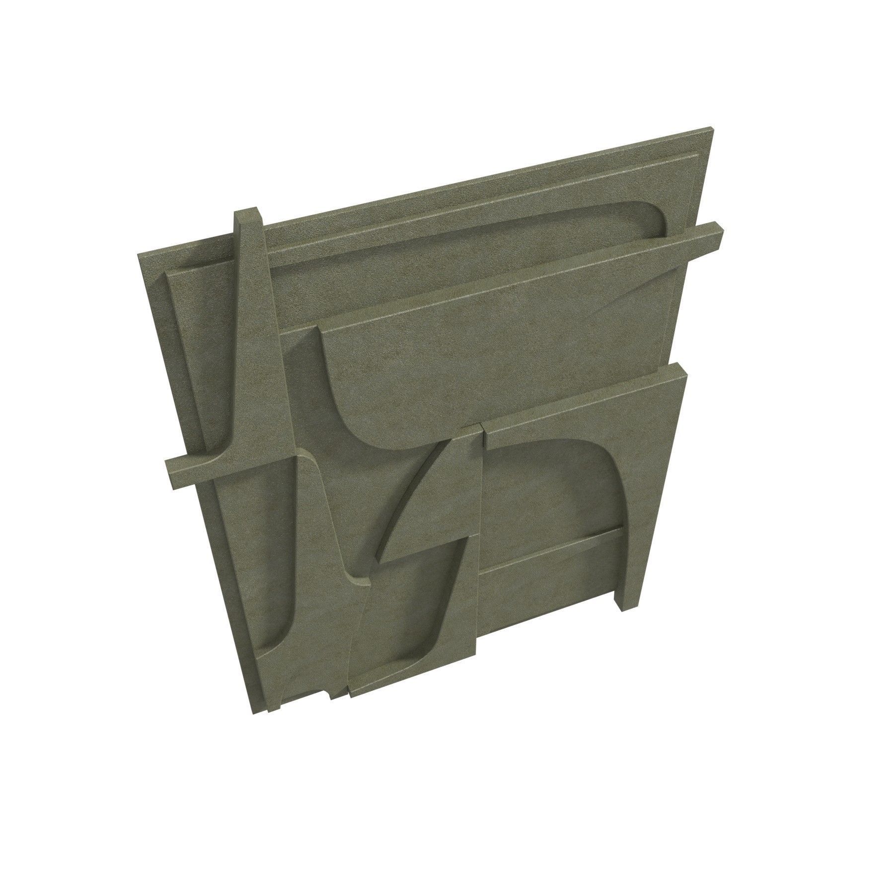 Atelier plateau 1136 green wall art work decor sculpture 3D model_3