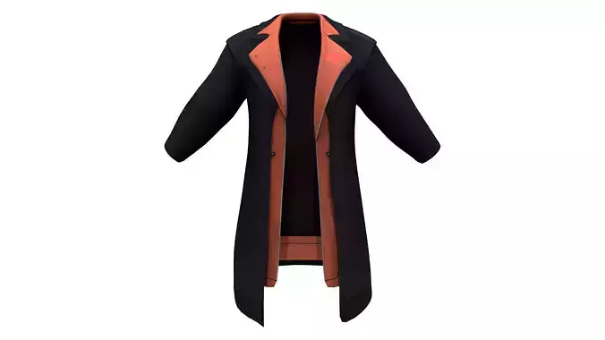 Men Futuristic Long Black Snatch Coat