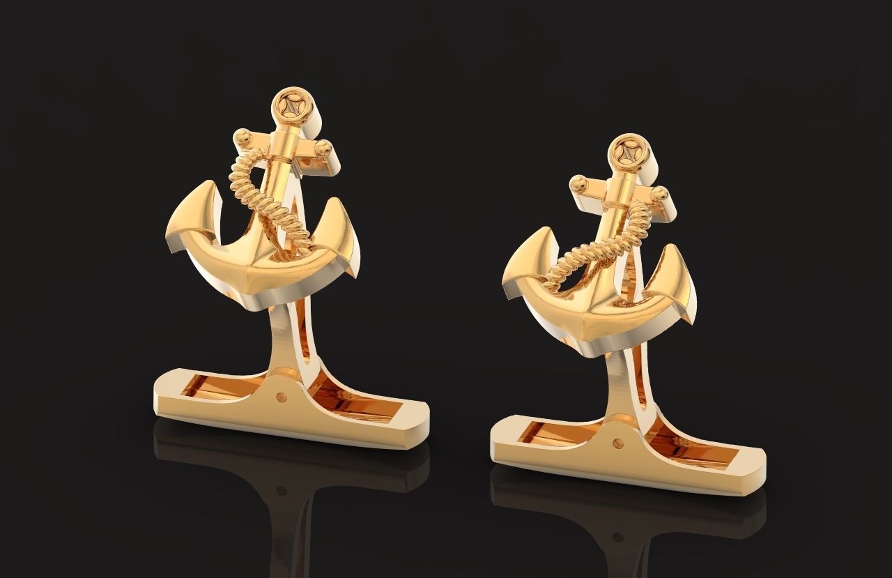 cufflinks anchor 730 3D print model_22