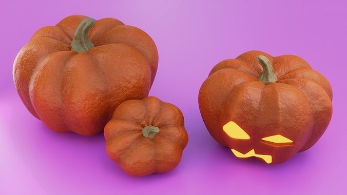 Pumpkin Set three halloween pumpkins 3D model