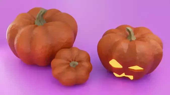 Pumpkin Set three halloween pumpkins 3D model