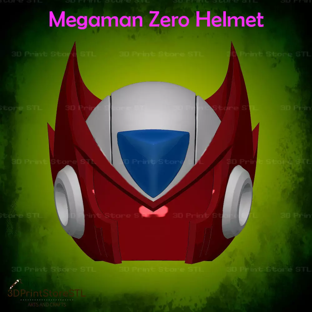 Megaman Zero Helmet Cosplay Mega Man X - STL File 3D print model_0