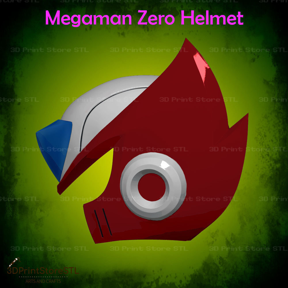 Megaman Zero Helmet Cosplay Mega Man X - STL File 3D print model_2