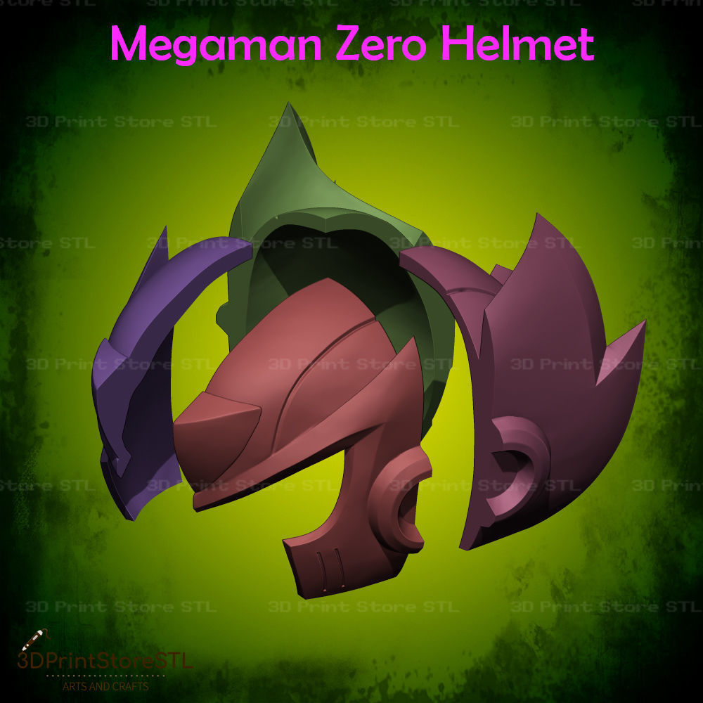Megaman Zero Helmet Cosplay Mega Man X - STL File 3D print model_5