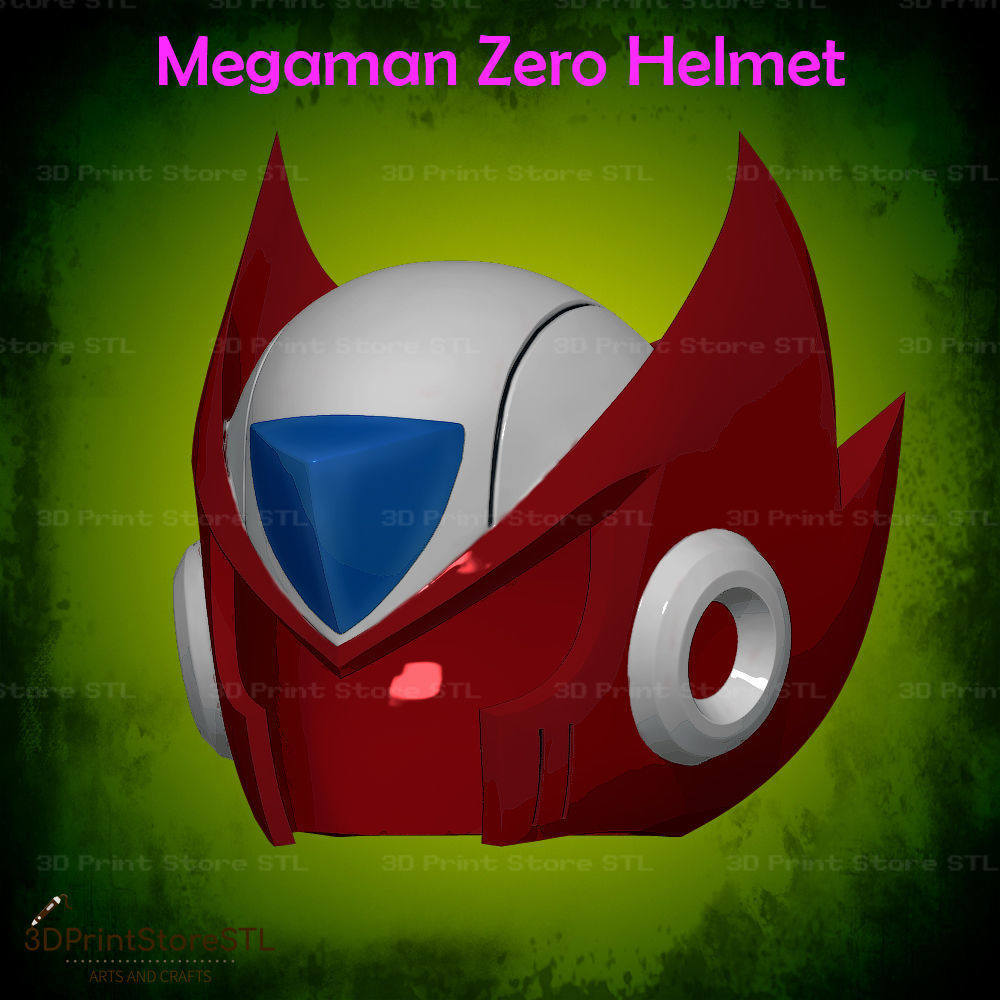 Megaman Zero Helmet Cosplay Mega Man X - STL File 3D print model_1