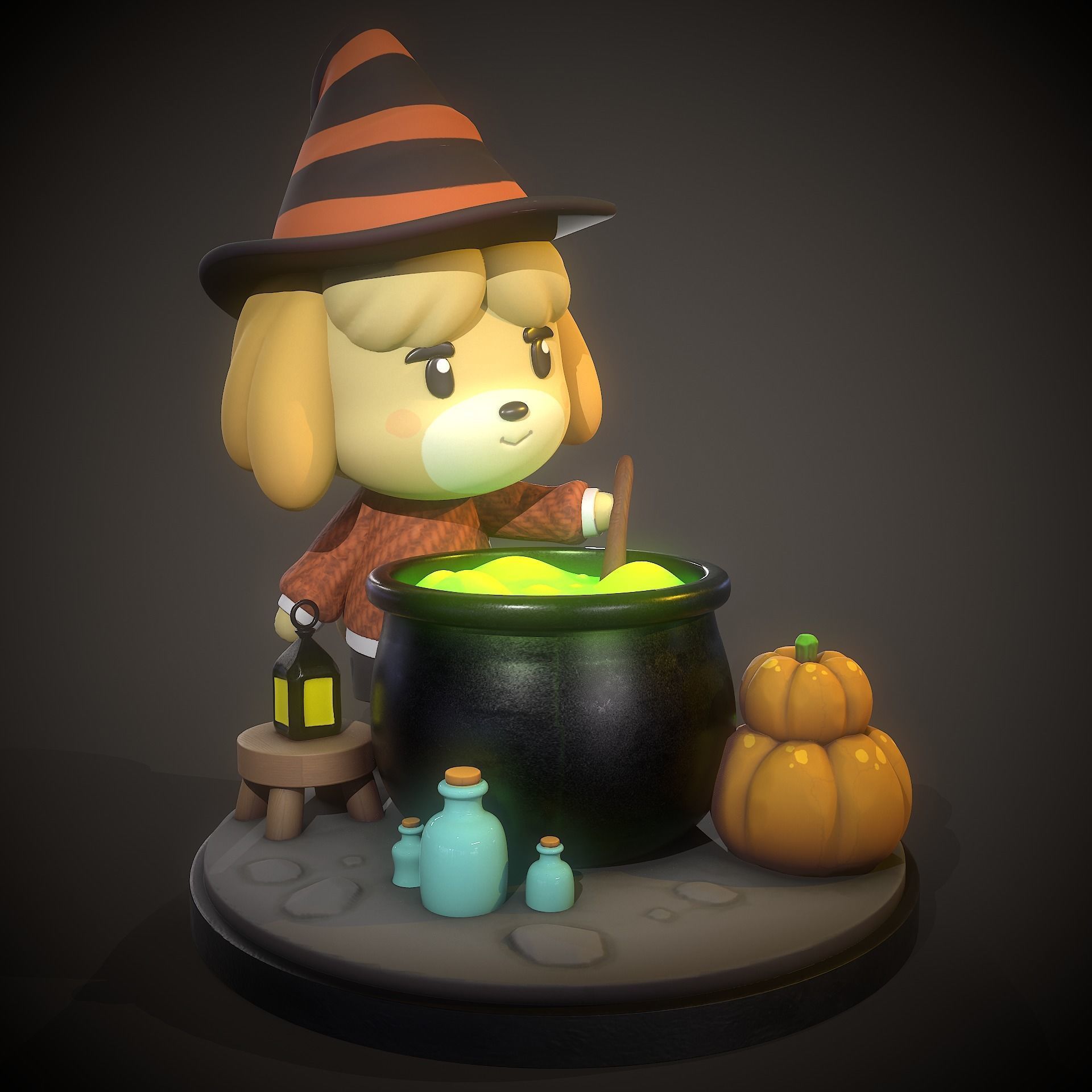 Halloween Isabelle diorama - Animal Crossing 3D model 3D printable