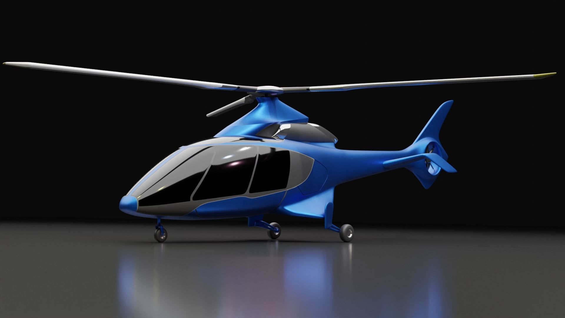 Hill Helicopter HX50 Low-poly 3D model_6