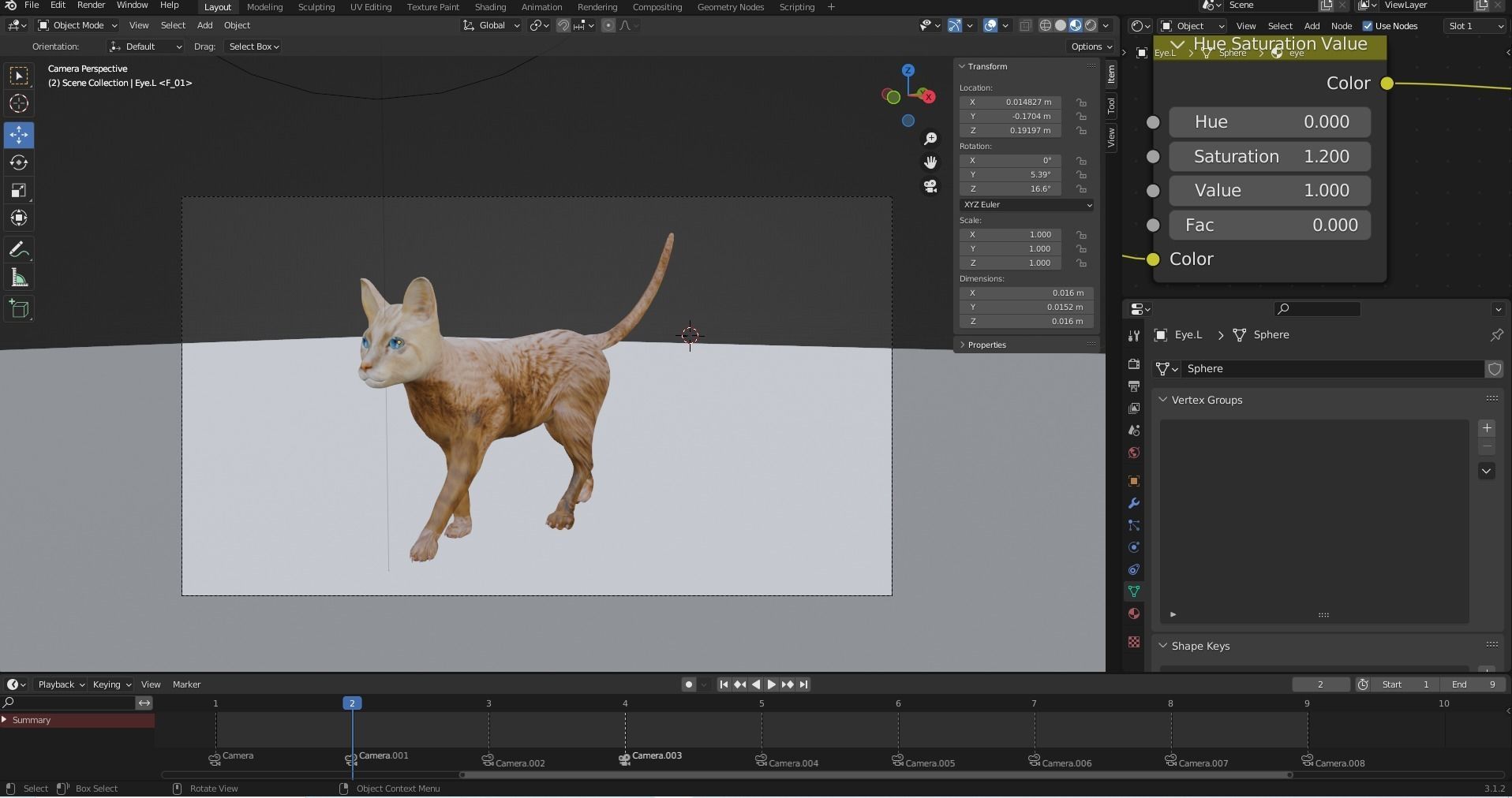 Fur Cat White V2 Rigged and Animated Low-poly 3D model_12
