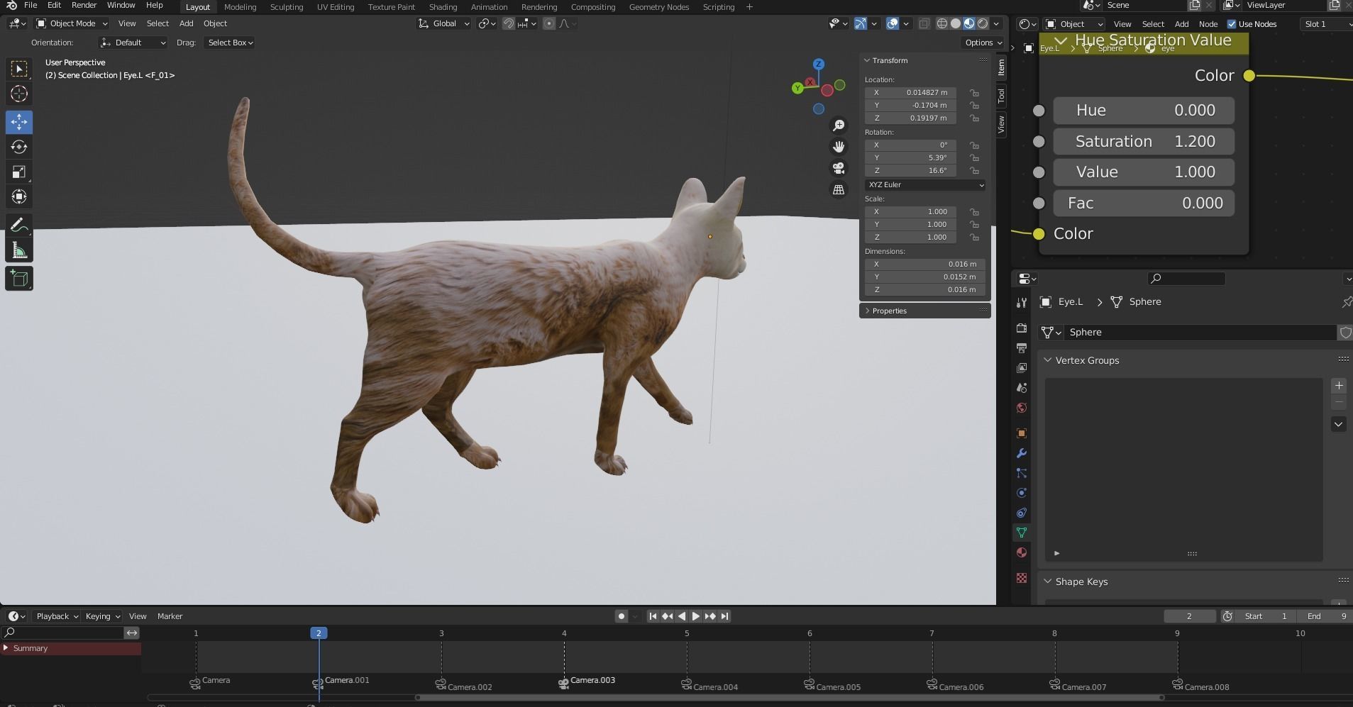 Fur Cat White V2 Rigged and Animated Low-poly 3D model_13