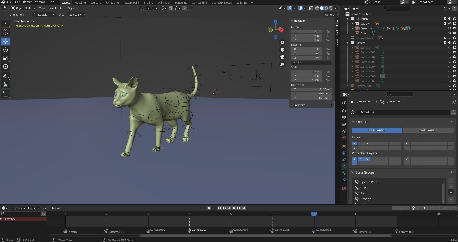 Fur Cat White V2 Rigged and Animated Low-poly 3D model_17